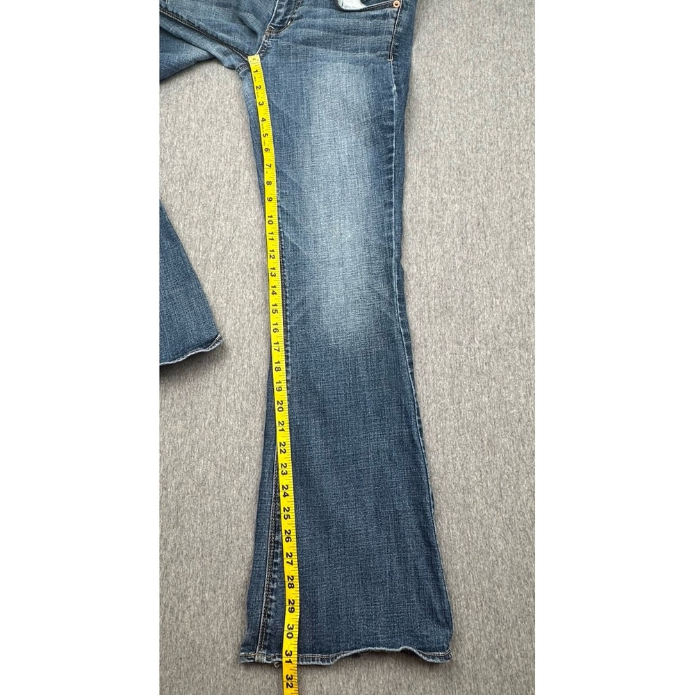 American Eagle Artist Flare Low Rise Jeans Blue Super Stretch Sz 8 30x31 Western - Picture 16 of 16